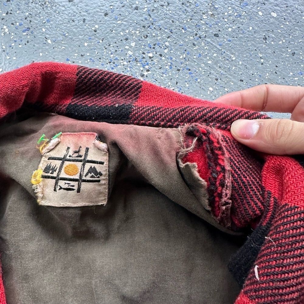 1960s Wool Plaid Red Black Jacket Large Talon Double Zipper Vintage - Picture 5 of 8